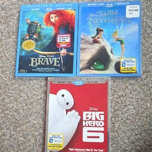 Disney Blu-ray Set: Brave, Tinker Bell & the Neverbeast, Big Hero 6